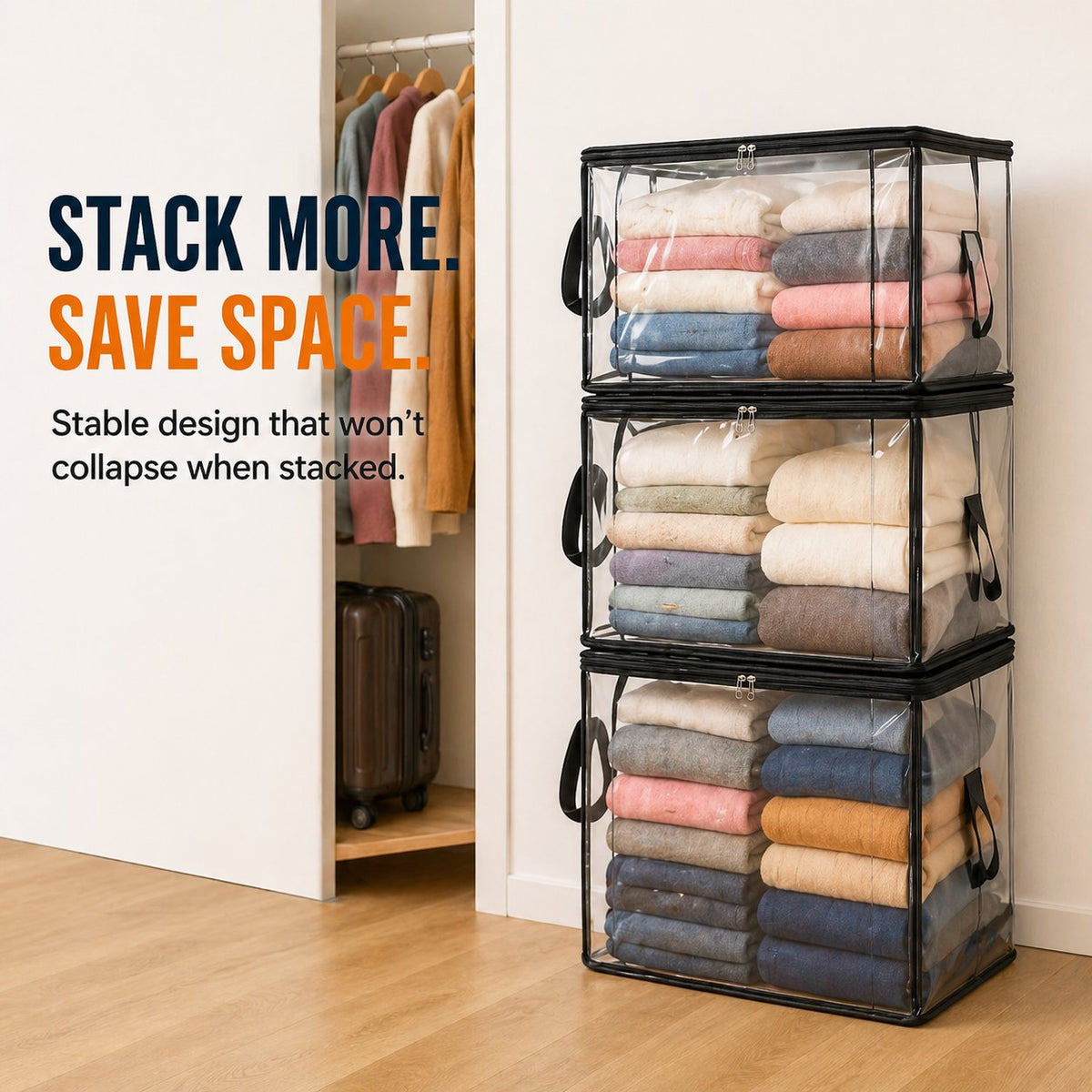 Large Clear Storage Box with Hinged Lid β Heavy-Duty High Capacity Organizer