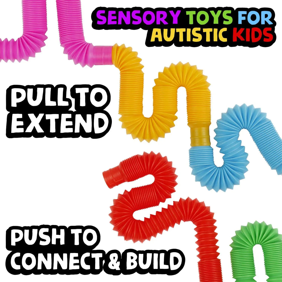 4 Pack Mini Pop Tube Sensory Fidget Toy Colorful Heavy-Duty for Construction Building Educational Toys for Stress Autism ADHD