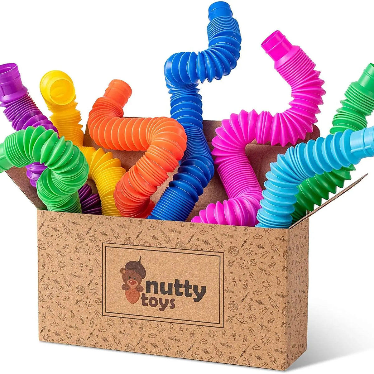 4 Pack Mini Pop Tube Sensory Fidget Toy Colorful Heavy-Duty for Construction Building Educational Toys for Stress Autism ADHD