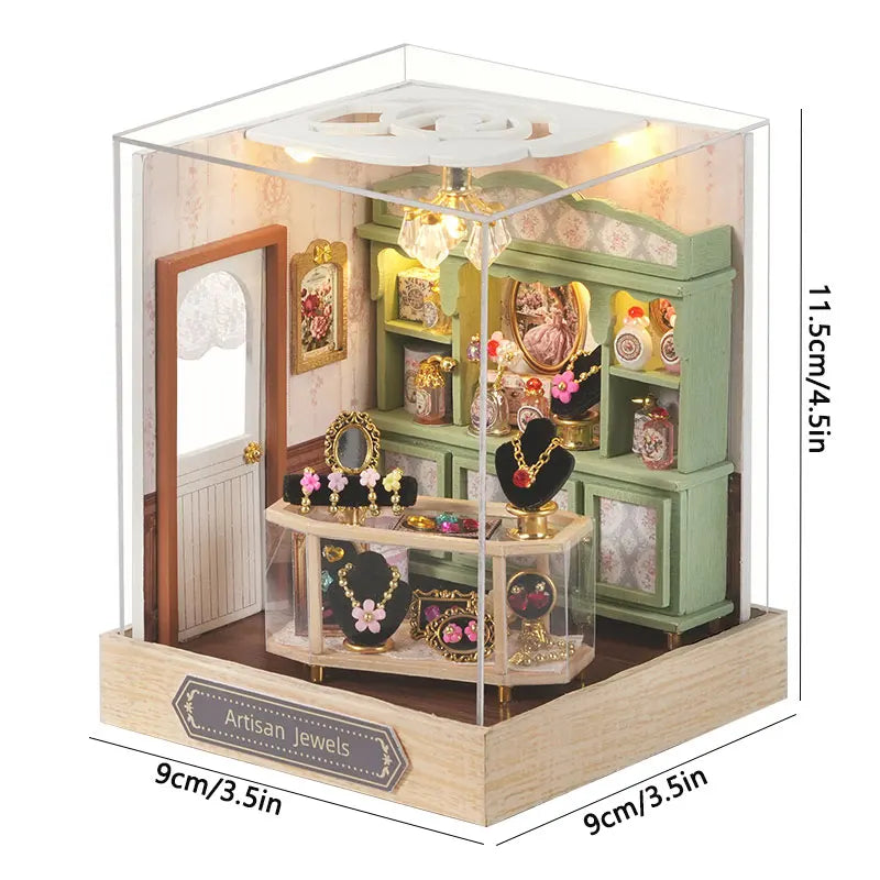 DIY 3D Puzzles Wooden Toy Miniature Dollhouse Handmade Doll House Model Building Kits Coffee House Toys For Xmas Gifts