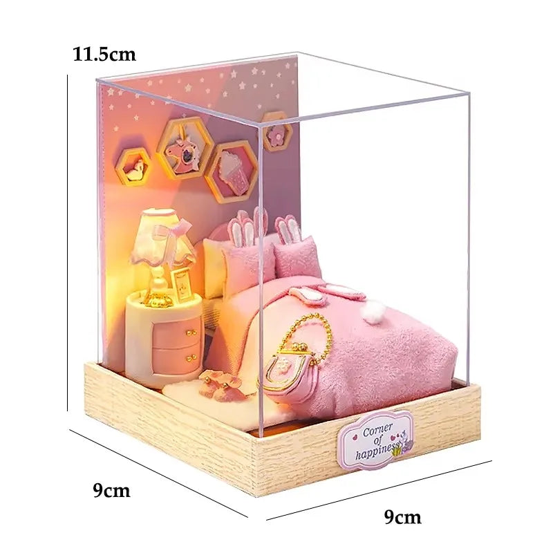 DIY 3D Puzzles Wooden Toy Miniature Dollhouse Handmade Doll House Model Building Kits Coffee House Toys For Xmas Gifts