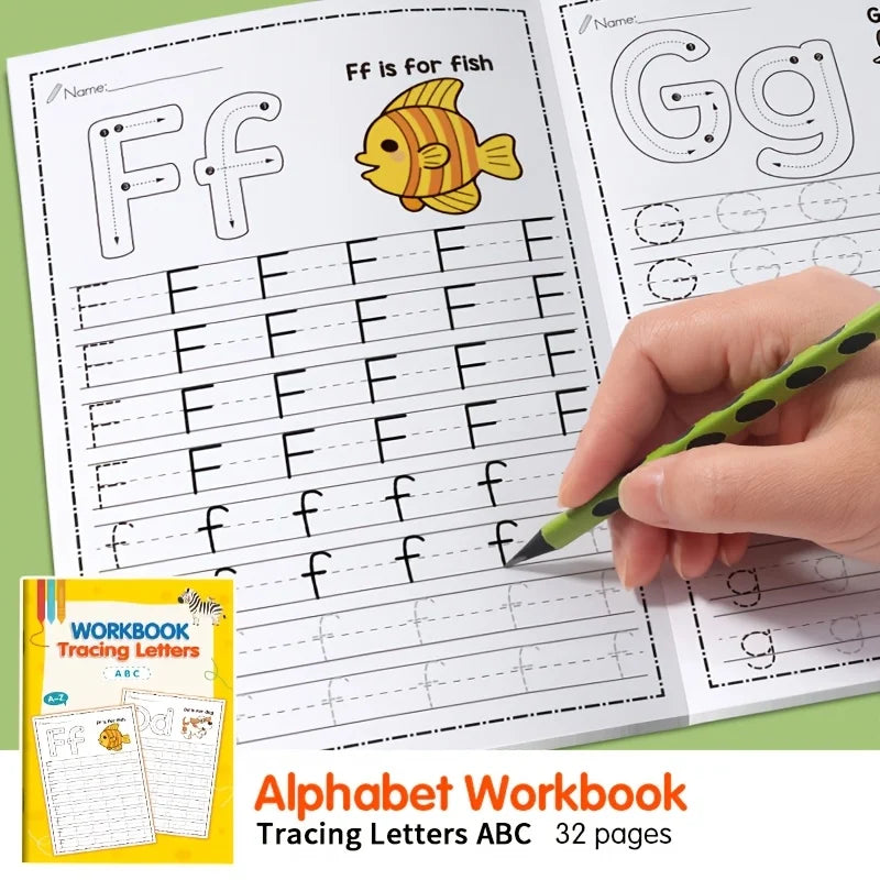 32-Page Children's Writing Practice Book, a Copybook Exercise Book for Preschoolers to Learn Writing, a Pen Control Training Aid Suitable for Home and School Use, School Supplies, Early Education, Structured Writing, Learning