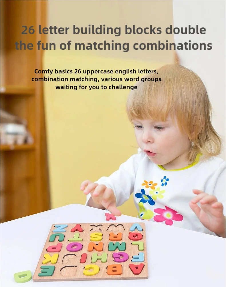 Kids Alphabetic Arithmetic Number Geometric Shapes Wooden Puzzle Montessori Preschool Learning Educational Game Toy for Children