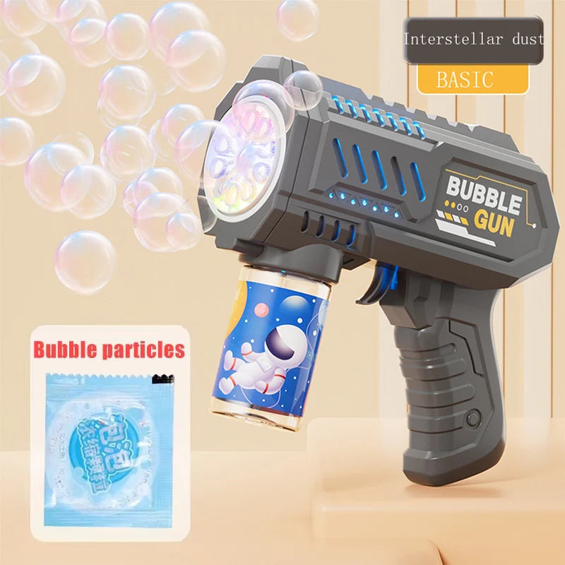 Fully Automatic Bubble Gun Rocket Bubbles Machine Automatic Blower with Bubble Liquid Toy for Kids Beach Outdoor Bubble Gifts