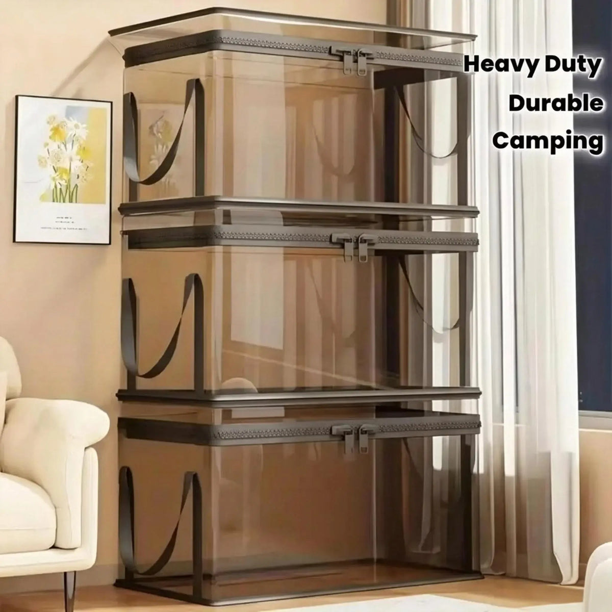 Large Clear Storage Box with Hinged Lid β Heavy-Duty High Capacity Organizer