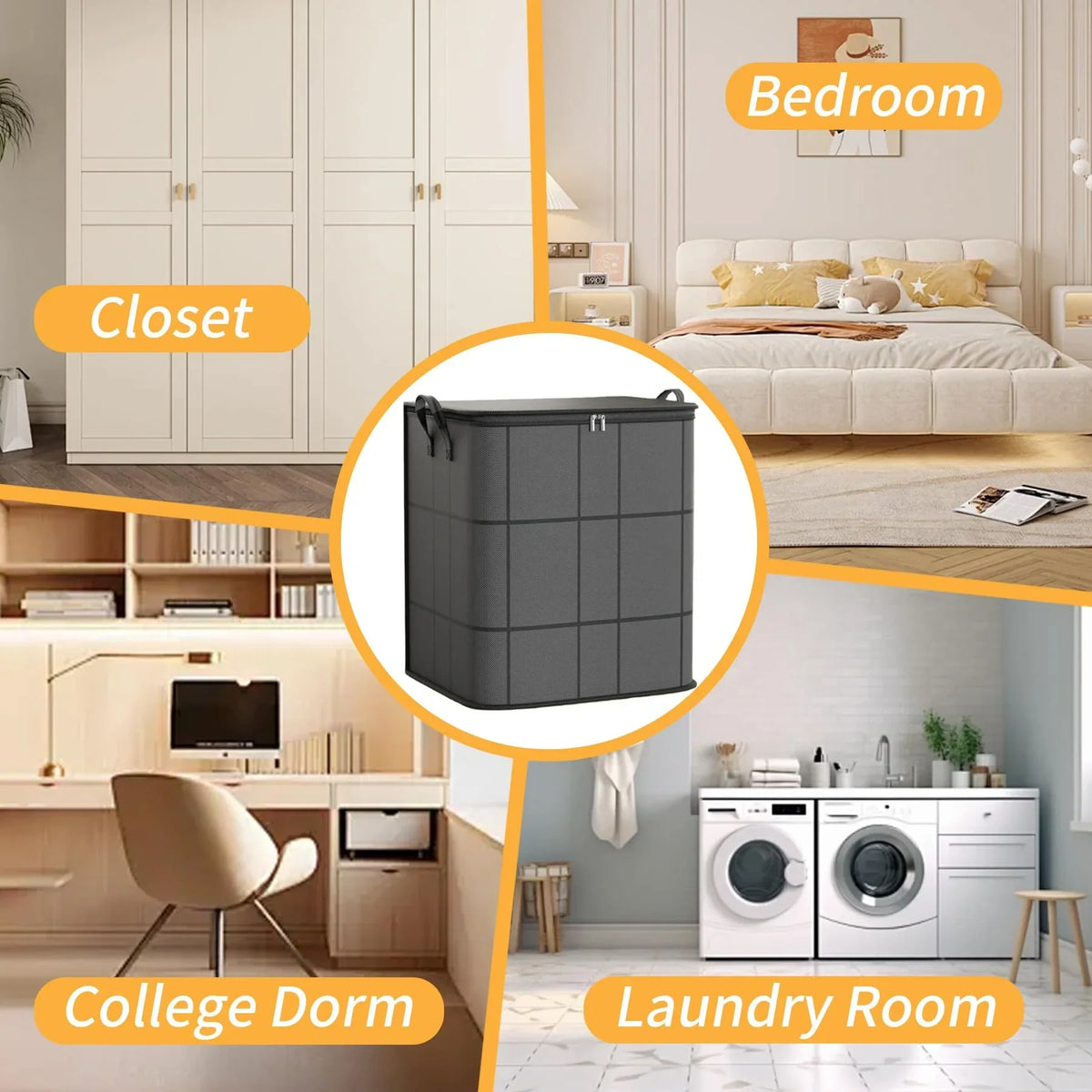 3-Pack Large Clothes Storage Bags with Reinforced Handles