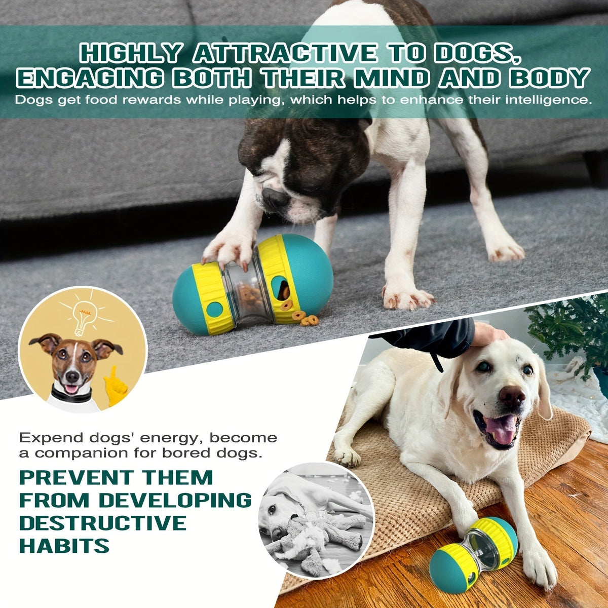 Durable Interactive Dog Treat Dispenser Toy