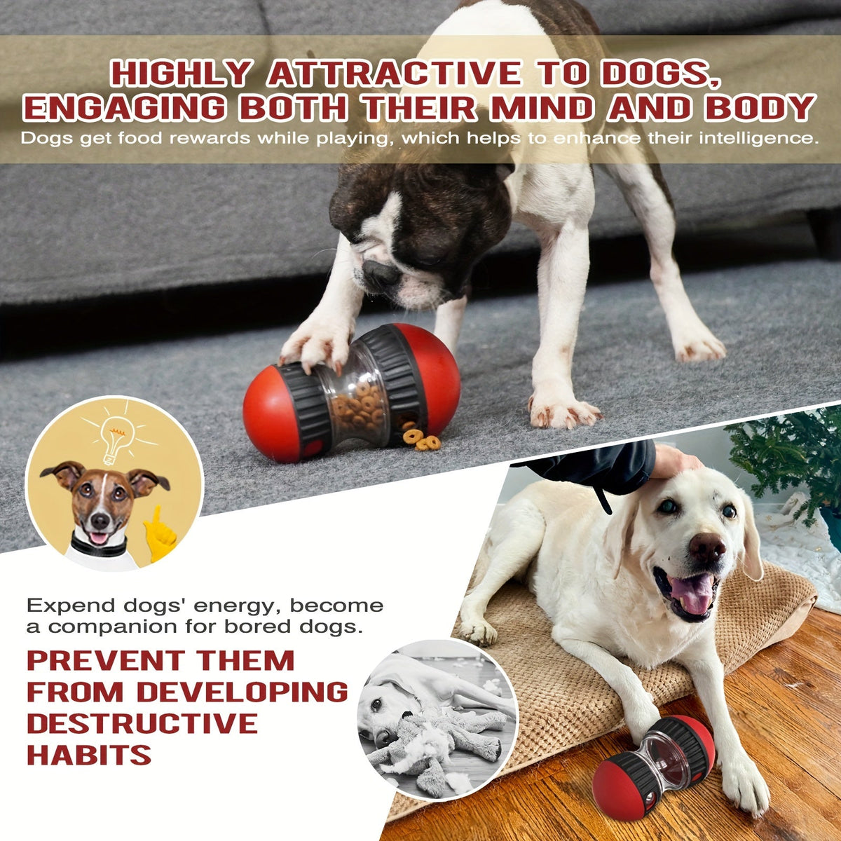 Durable Interactive Dog Treat Dispenser Toy