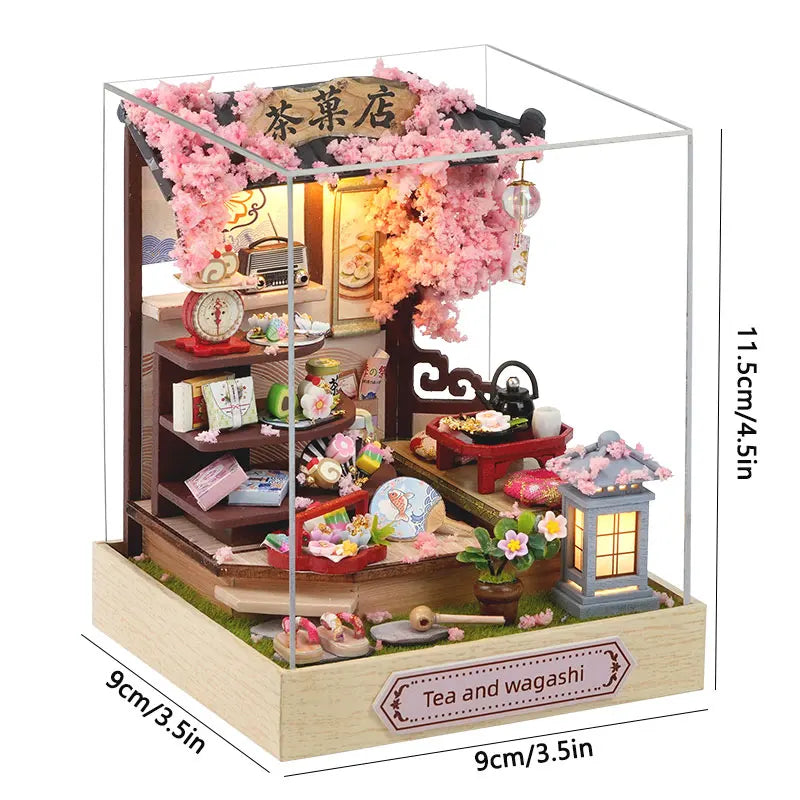 DIY 3D Puzzles Wooden Toy Miniature Dollhouse Handmade Doll House Model Building Kits Coffee House Toys For Xmas Gifts