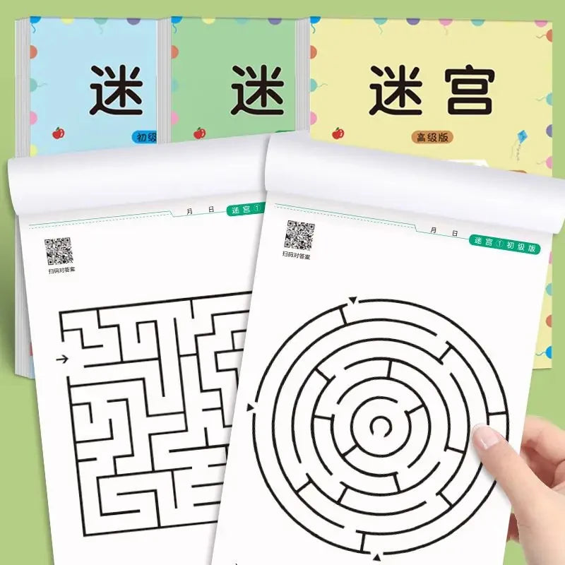 64-Pages Kids Maze Activity Book Concentration Brain Training Workbook Early Educational Intelligence Puzzle Book for Toddlers