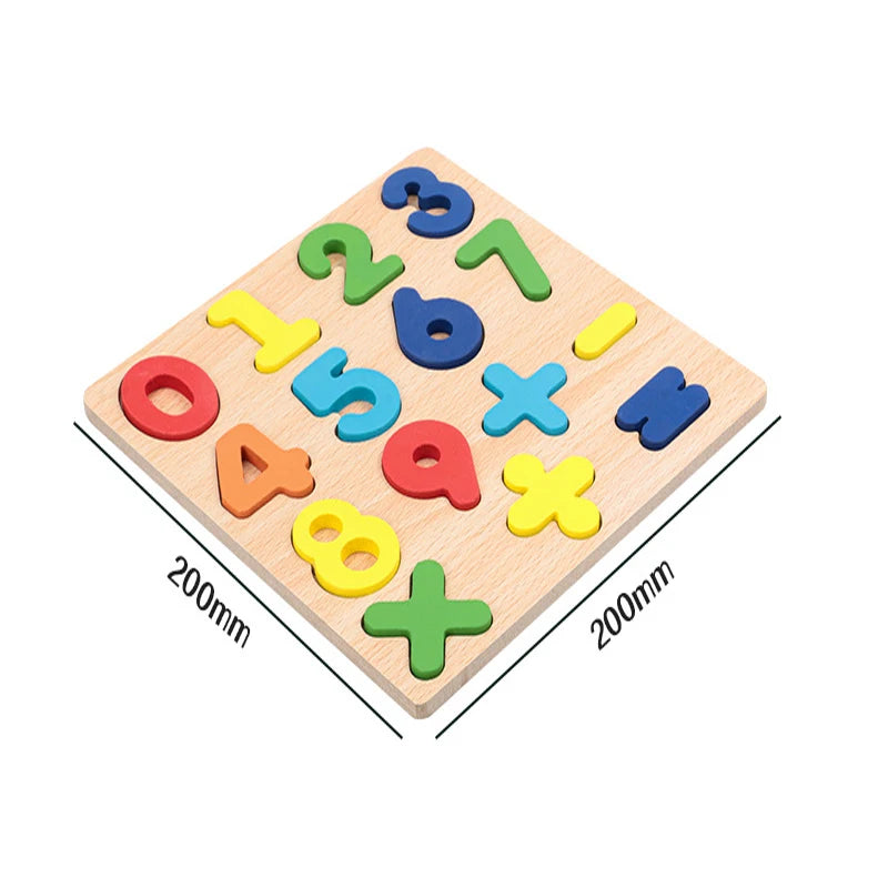 Kids Alphabetic Arithmetic Number Geometric Shapes Wooden Puzzle Montessori Preschool Learning Educational Game Toy for Children