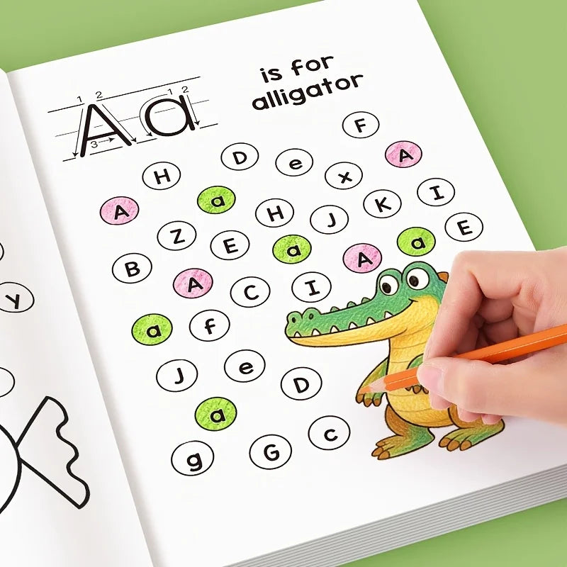 32-Page Children's Writing Practice Book, a Copybook Exercise Book for Preschoolers to Learn Writing, a Pen Control Training Aid Suitable for Home and School Use, School Supplies, Early Education, Structured Writing, Learning