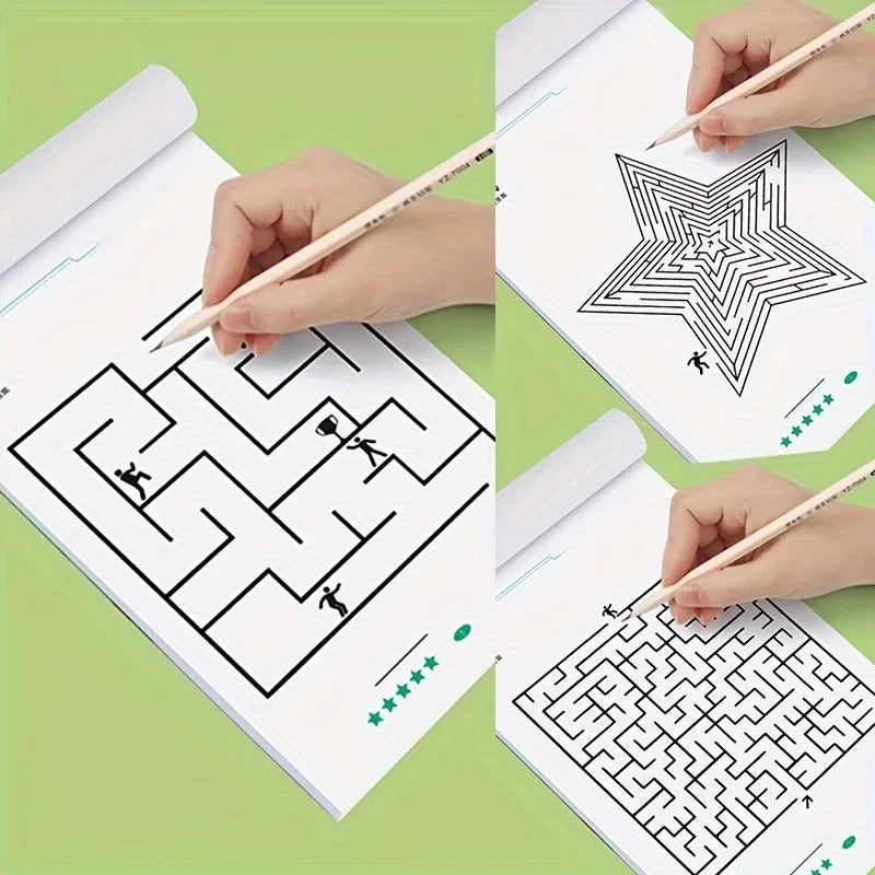 64-Pages Kids Maze Activity Book Concentration Brain Training Workbook Early Educational Intelligence Puzzle Book for Toddlers