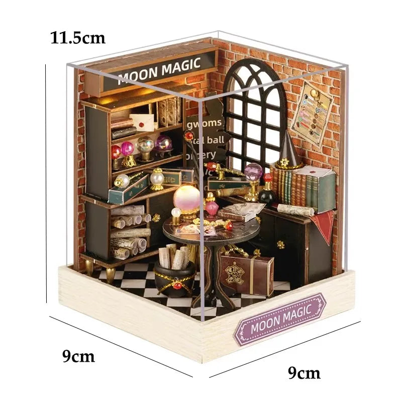 DIY 3D Puzzles Wooden Toy Miniature Dollhouse Handmade Doll House Model Building Kits Coffee House Toys For Xmas Gifts