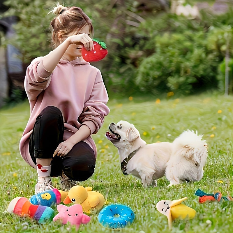 15pcs Cuddle Paws Cartoon Plush Dog Toy Set - Soft Interactive Toys
